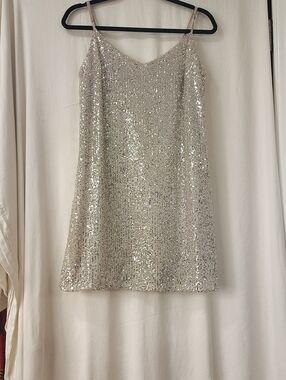 Banana Republic Cream Slip Dress with Black Label
